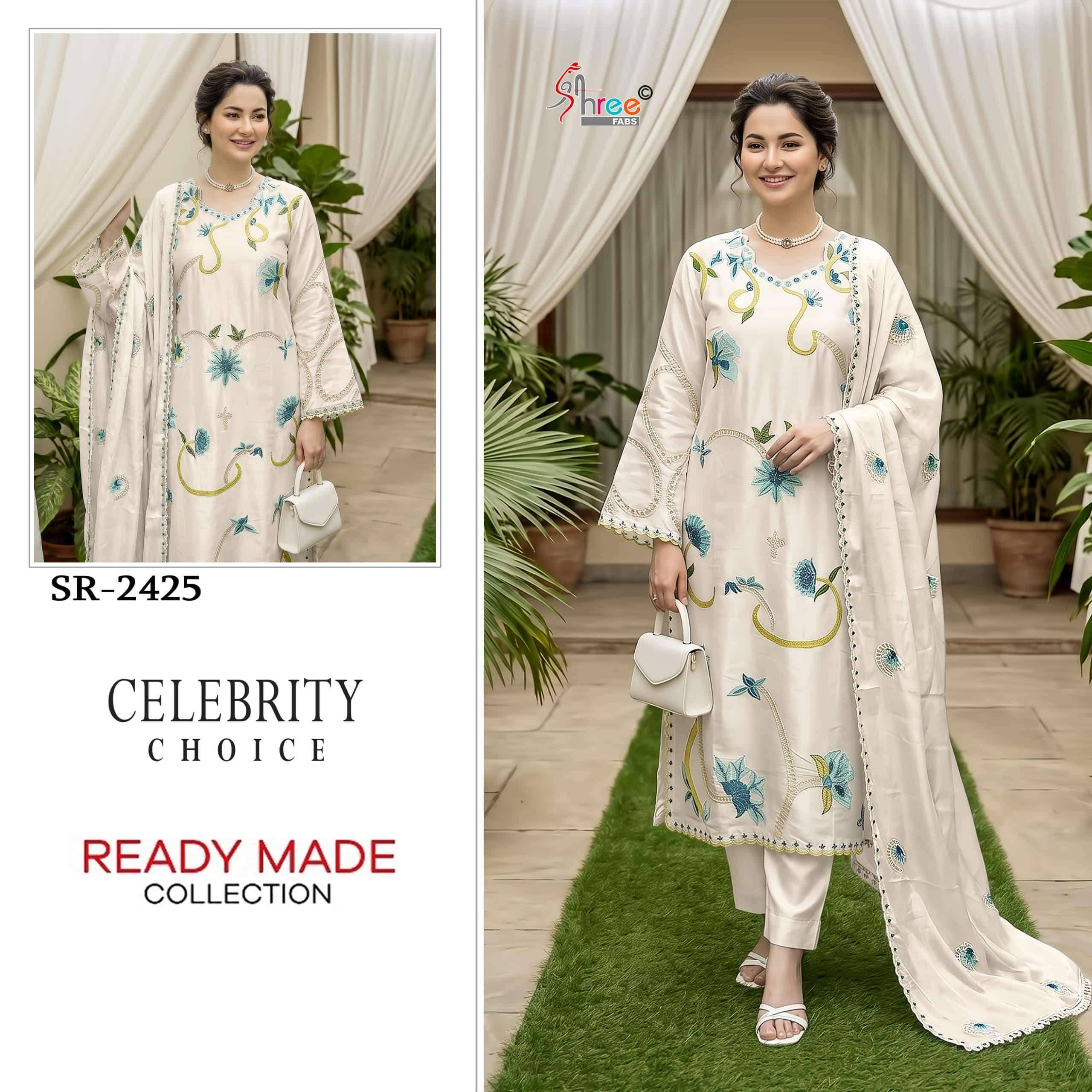 2425 Colors BY Shree fabs 2425 a TO 2425 d SERIES Pakistani Stylish Beautiful Colourful Printed & SATIN VISCOSE readymade Dresses At Wholesale Price